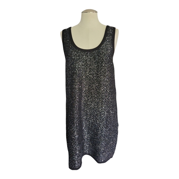 The Kooples NWT Black and Silver Sequin Knit Short Tank Dress EU 3 - Picture 2 of 12